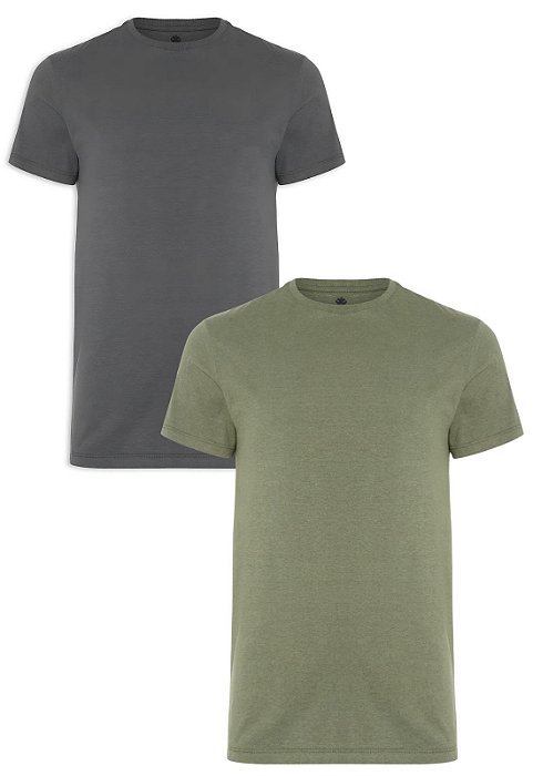 Kit 2 Camisetas Masculinas Estonadas Premium - Cinza e Verde