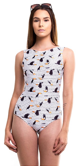 Body/Maiô Estampado Bojo Removível Proteção UV+ Toucan