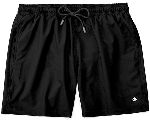 Shorts Praia Masculino Liso Básico Tactel - Preto