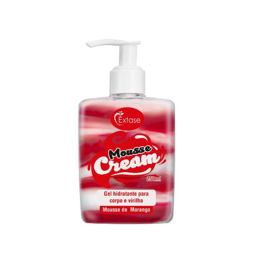 Gel Hidratante Beijável Mousse Cream Morango 250ml - Êxtase