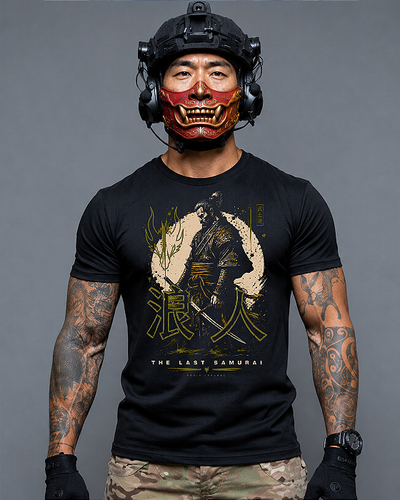Camiseta The Last Samurai Ronin Apparel Preta com Estampa nas Costas