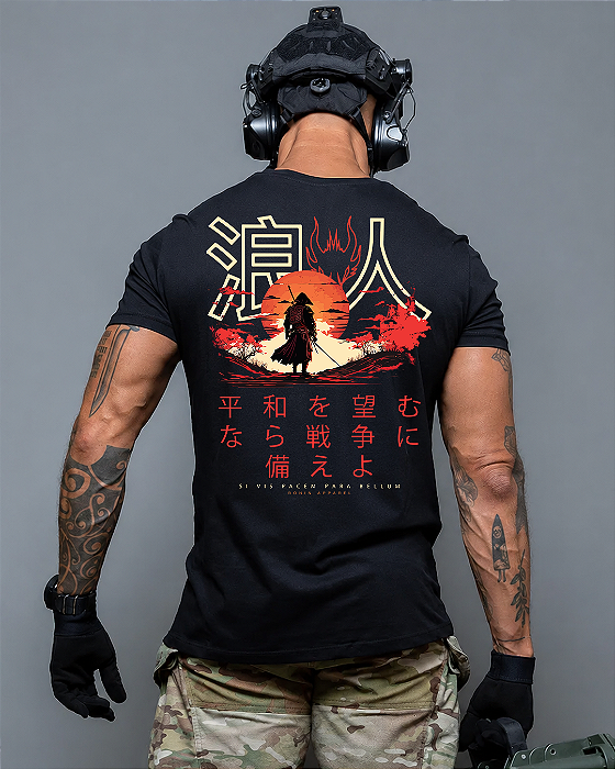 Camiseta Ronin Apparel Si Vis Pacem Para Bellum Japan Style Preta