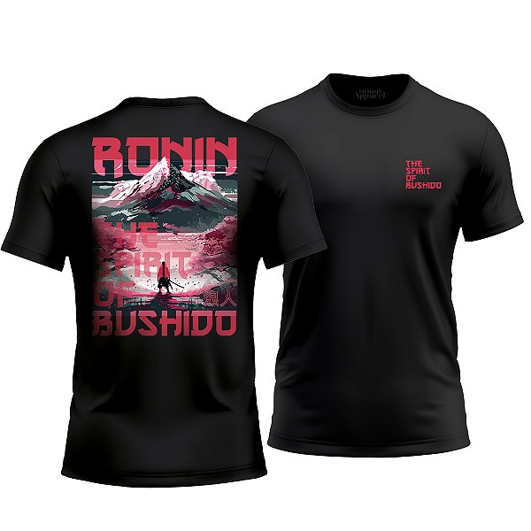 Camiseta Spirit of Bushido Ronin Apparel Preta com Estampa nas Costas
