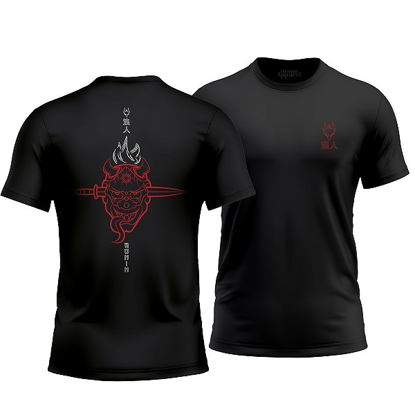 Camiseta Demon Ronin Apparel Project Armour Preta com Estampa nas Costas