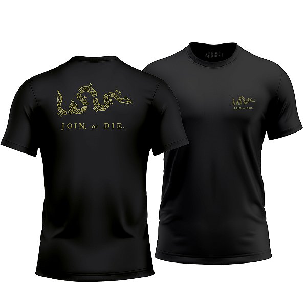 Camiseta Join or Die Ronin Apparel Preta com Estampa nas Costas