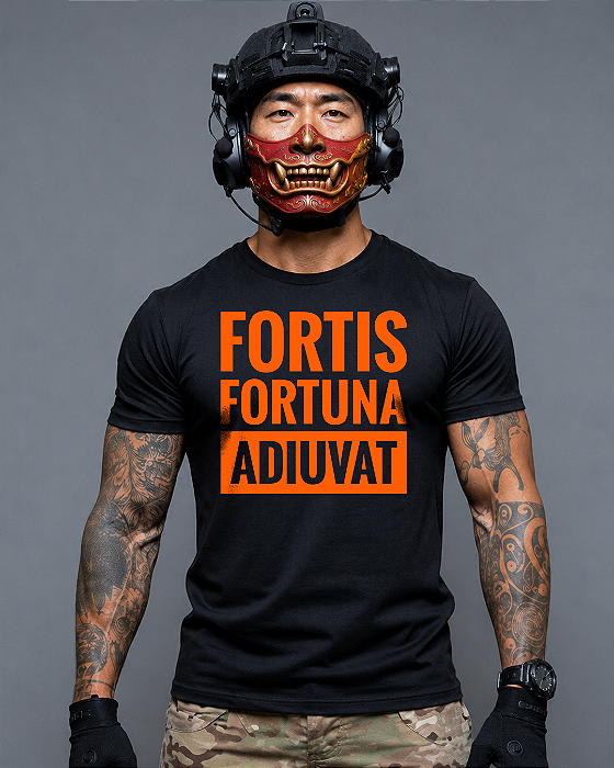 Camiseta Militar Fortis Fortuna Adiuvat Ronin Apparel Preta