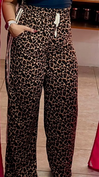 Calca pantalona animal print