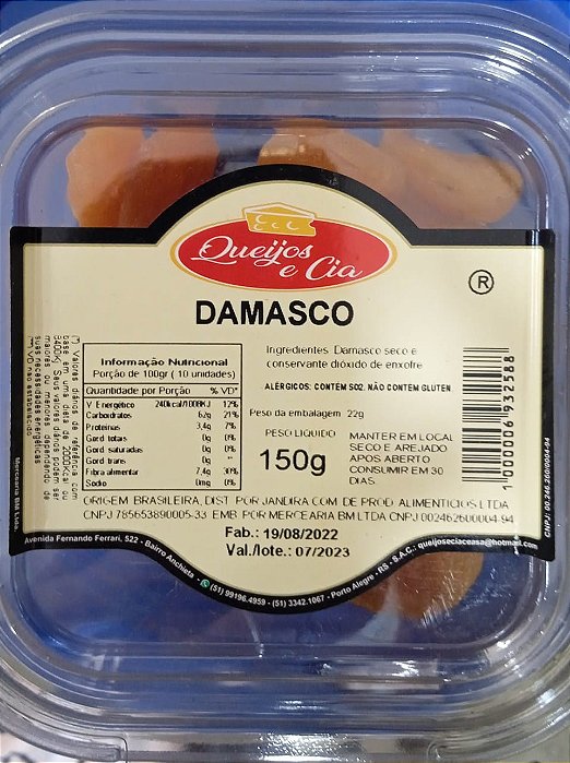 Damasco Seco 200g  Ingredientes Online