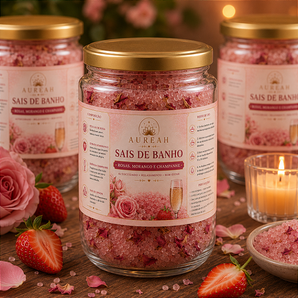 Sais de banho de Rosas e Morango com Champanhe