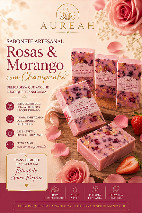 🌹 Sabonete Artesanal Rosas & Morango com Champanhe