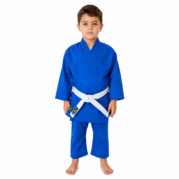 Kimono Jiu Jitsu e Judô Azul Sequencia Profissional 100% Algodão 300g Com Faixa Grátis
