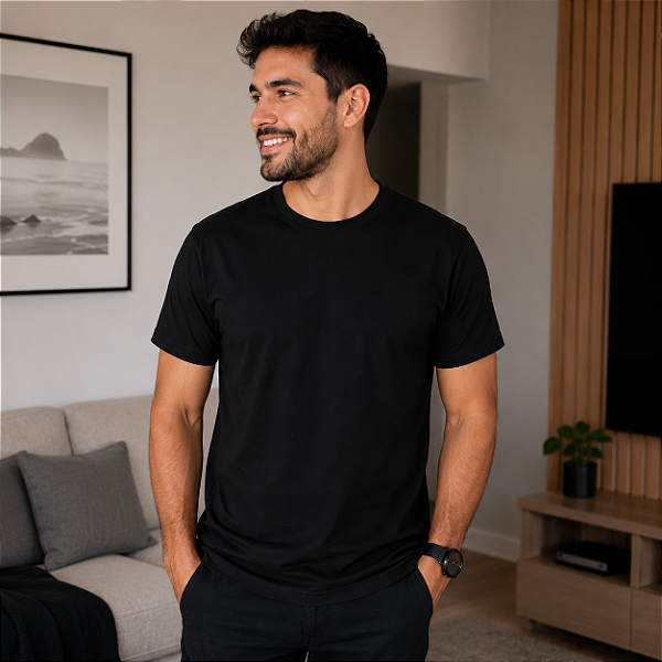 Camiseta Básica Lisa Sequência 100% Algodão Fio 30.1 Manga Curta