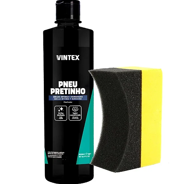KIT PNEU PRETINHO VINTEX 500ML + APLICADOR PARA PNEUS (SORTIDO)