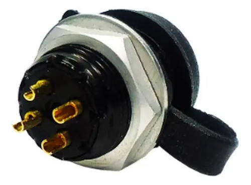 Conector Base Redonda Invertida M24  4c (-2-4-6-8) Via Femea Preto E Prateado