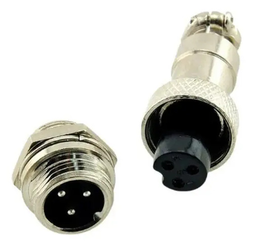 CONECTOR MIKE 3 VIAS CIRCULAR MACHO E FEMEA