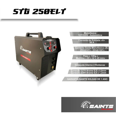 Inversor Stg 250 Máquina Mig Multiprocesso Saints Monofásico