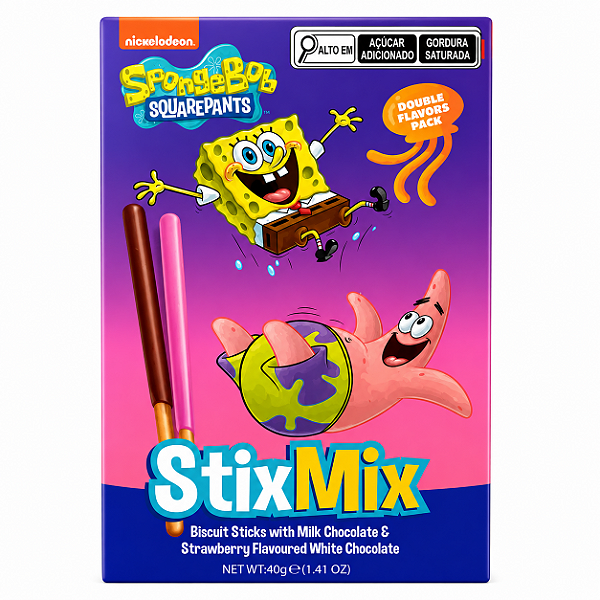 Biscoito Stixmix Sabor Chocolate e Morango 40g