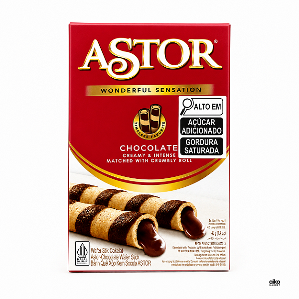 Wafer com Recheio Sabor Chocolate Astor
