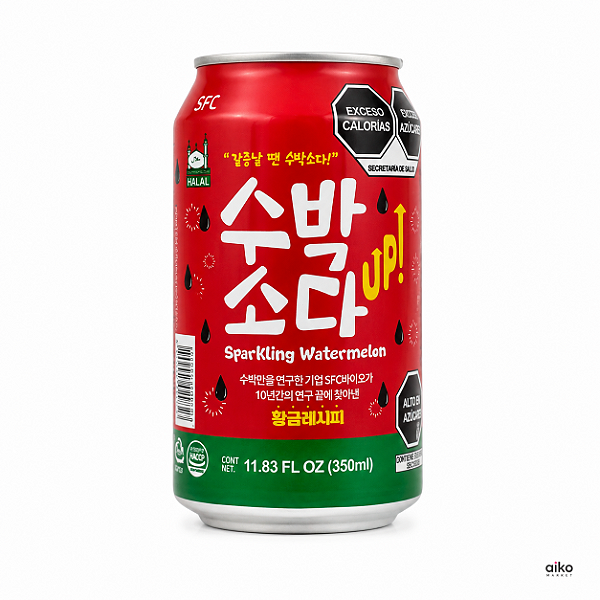 Refrigerante de Melancia Coreano Sparkling Watermelon 350ml