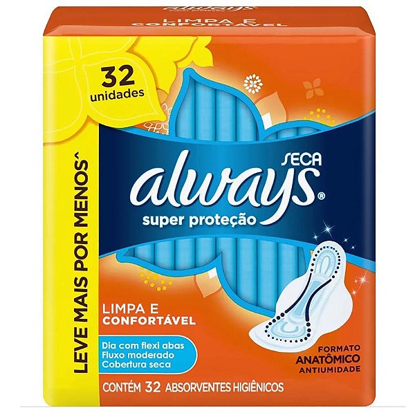 ABSORVENTE ALWAYS SUPER PROTECT C/ABAS 32UN SECA