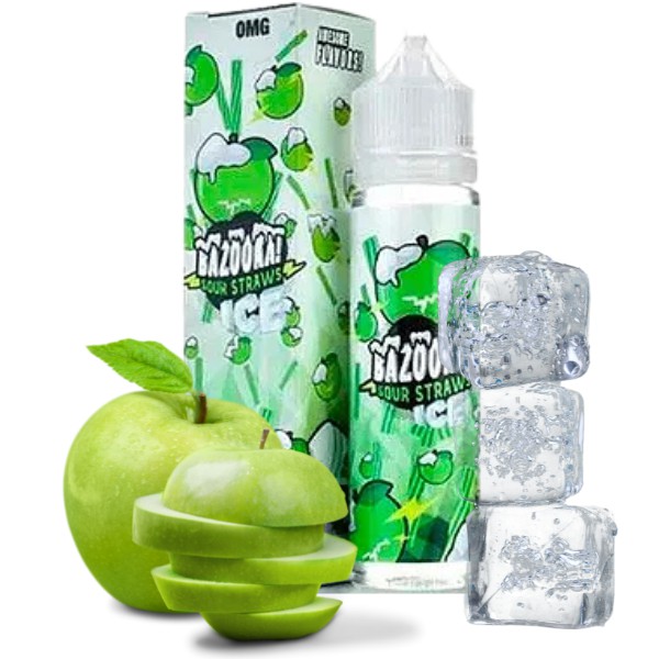 Líquido Green Apple Ice - Bazooka Sour Straws