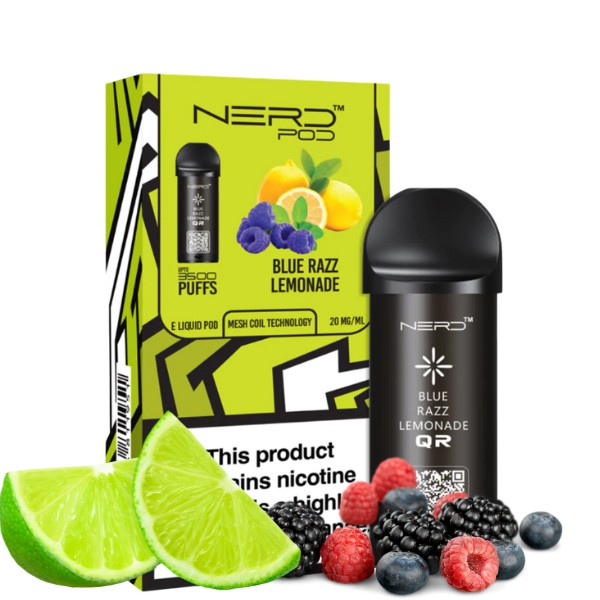 Cartucho p/ Pod Recarregável Blue Razz Lemonade 3500 puffs - Nerd Pod