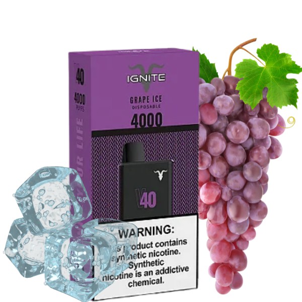 Pod Descartável V40 Grape Ice 4000Puffs - IGNITE