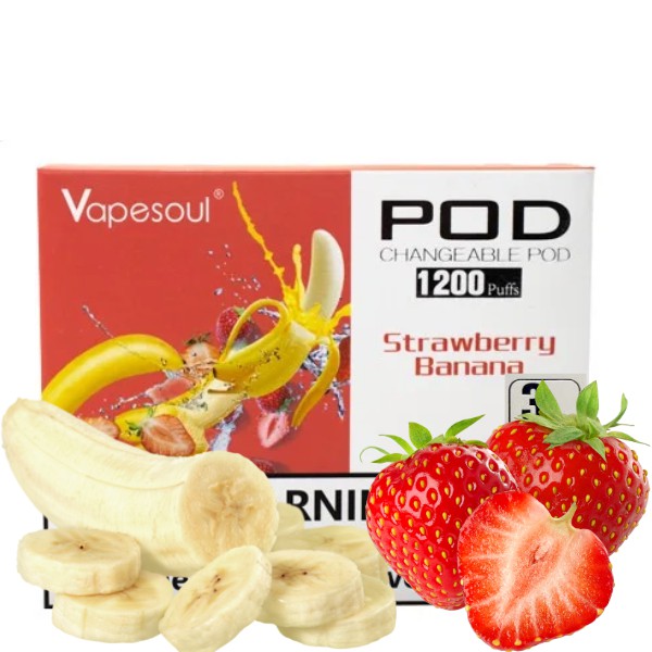 Cartucho p/ Pod Recarregável Strawberry Banana 1200 puffs- Vapesoul 3 Unid