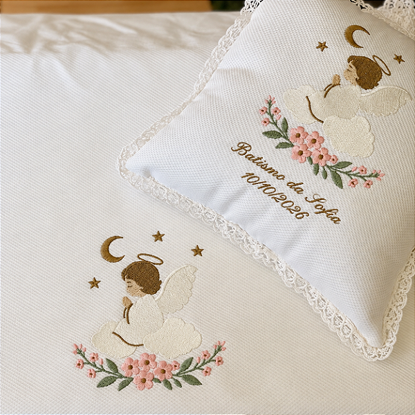 Almofada Anjo Flores + Toalhinha de Piquet