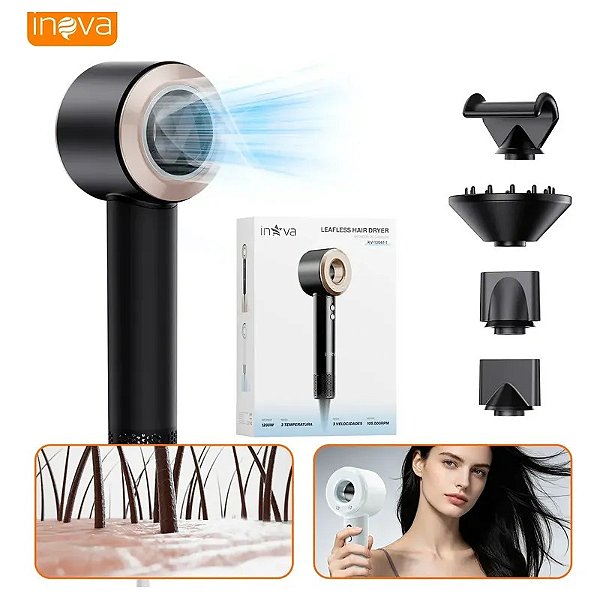 Secador de Cabelo Inova 1200W Profissional Com Difusor para Cachos e Íons