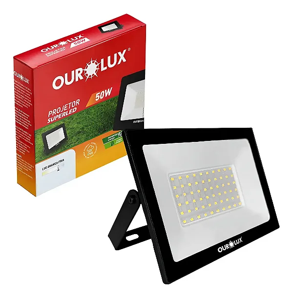 REFLETOR LED 50W PRETO OUROLUX