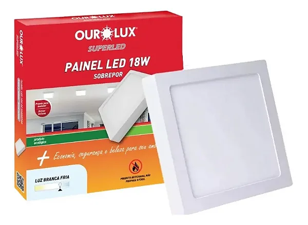PAINEL LED SOBREPOR 18W 225X40MM OUROLUX