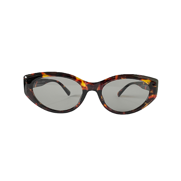 Óculos de Sol Feminino Gatinho Salina em Acetato Tartaruga com Lente Cosmética Azul