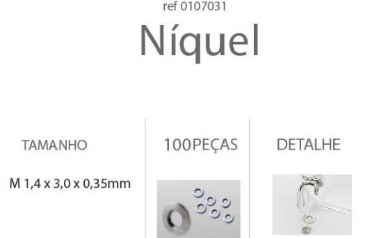 Anilha Metal 1,4x3,0x0,5mm Níquel