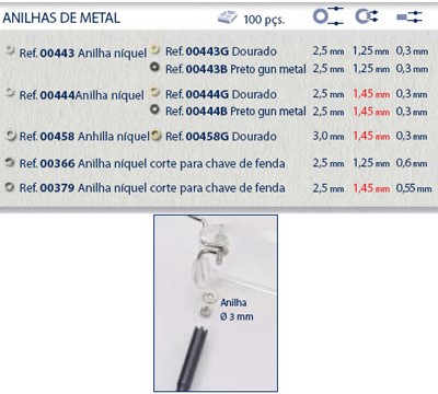 Anilha Metal 2,5x1,25x0,60mm Níquel