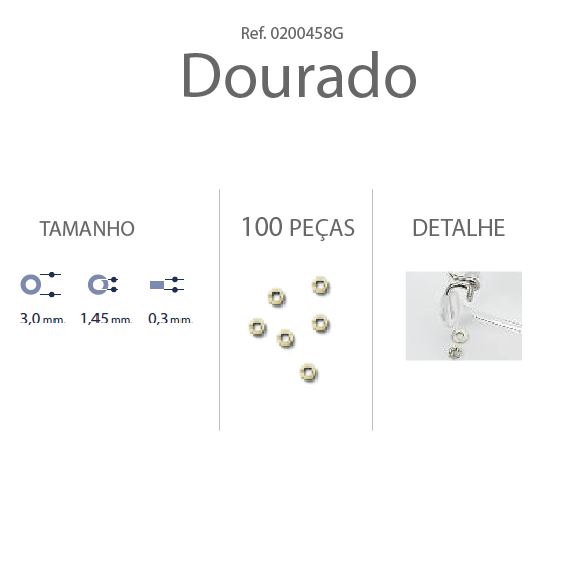 Anilha Metal 3,0x1,45x0,30mm Ouro