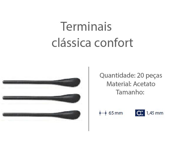 Terminal Clássico D=1,45mm Acetato Preto