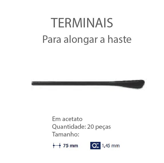 Terminal Aumentar Haste D=1,45mm Acetato Preto