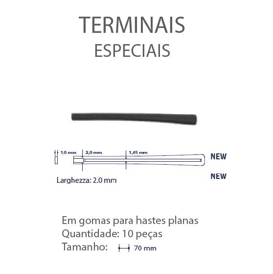 Terminal Haste Plana L= 2,0mm Goma Preto