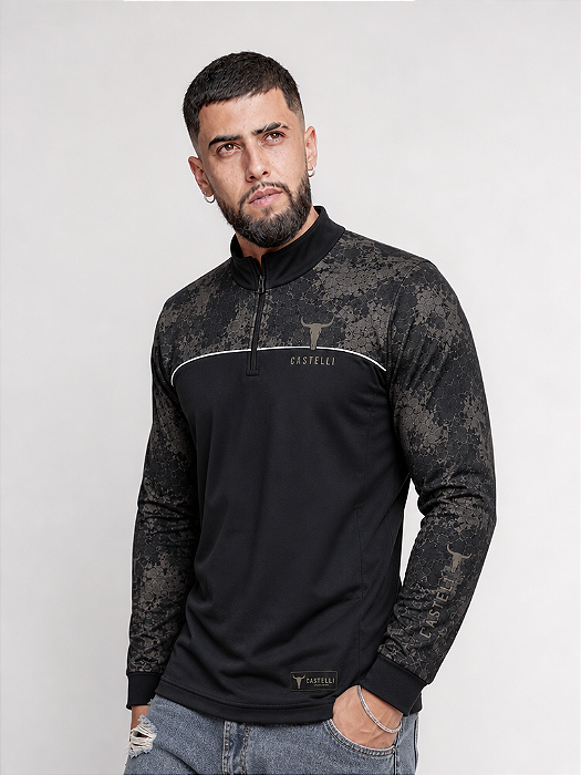 Camisa Agro Castelli Camuflada Verde Long Horn com Proteção Solar UV50+