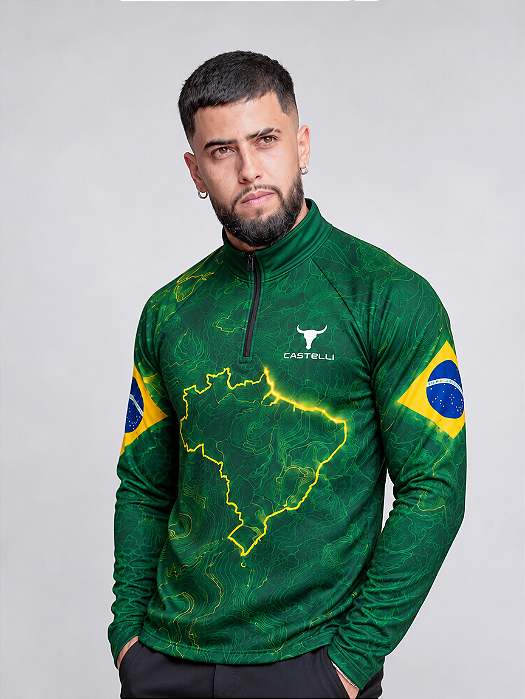 Camisa Brasil Green Castelli com Proteção Solar UV50+