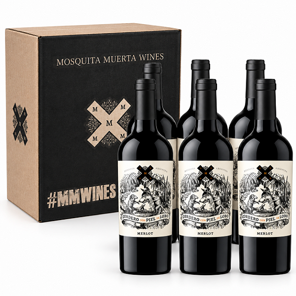 Kit Com 6 Garrafas — Vinho Cordero con Piel de Lobo Merlot 750ml