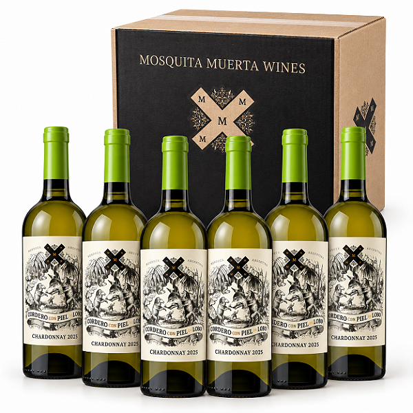 Kit Com 6 Garrafas — Vinho Branco Cordero con Piel de Lobo Chardonnay 750ml