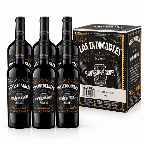 Kit Com 6 Garrafas — Vinho Los Intocables Bourbon Barrel Malbec 750ml