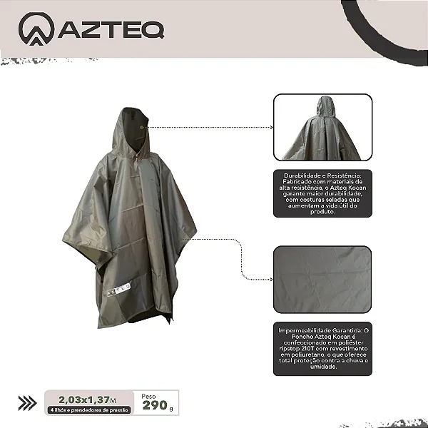 PONCHO/LONA/CAPA DE CHUVA VERDE KOCAN AZTEC IMPERMEÁVEL