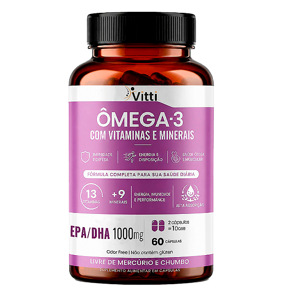 Ômega 3 – 1000 EPA e DHA com Vitaminas e Minerais | Vitti