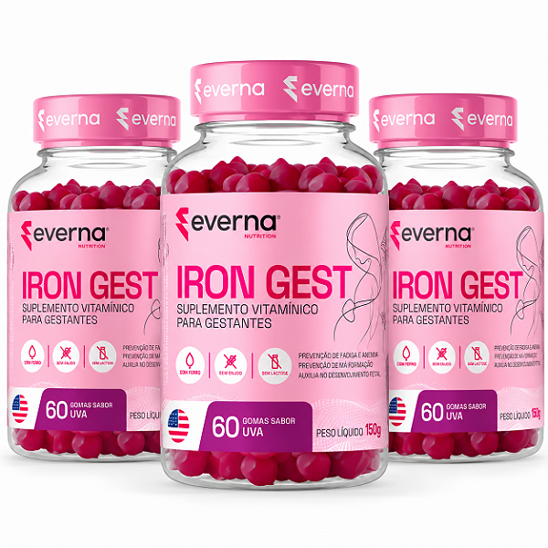 Kit 3 Irongest Multivitamínico p/ Gestantes + Ferro 180 gomas