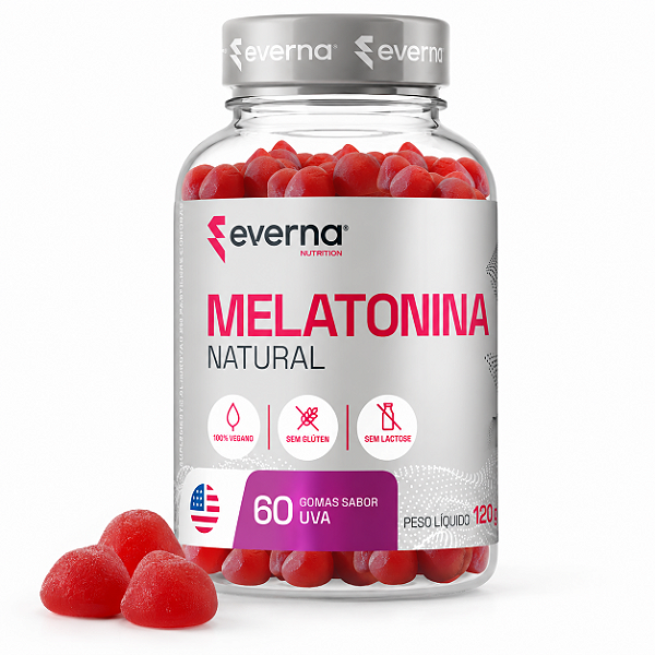Melatonina Natural em gomas - Sabor uva 60uni
