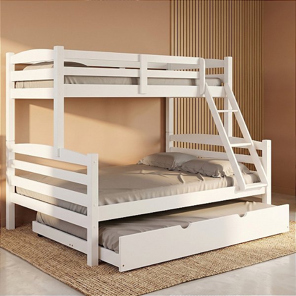 Cama Treliche Casal Solteiro Madeira Maciça Auxiliar Casal