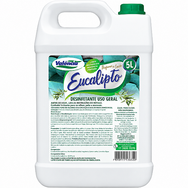 DESINFETANTE EUCALIPTO BRANCO 5L - VALÊNCIA
